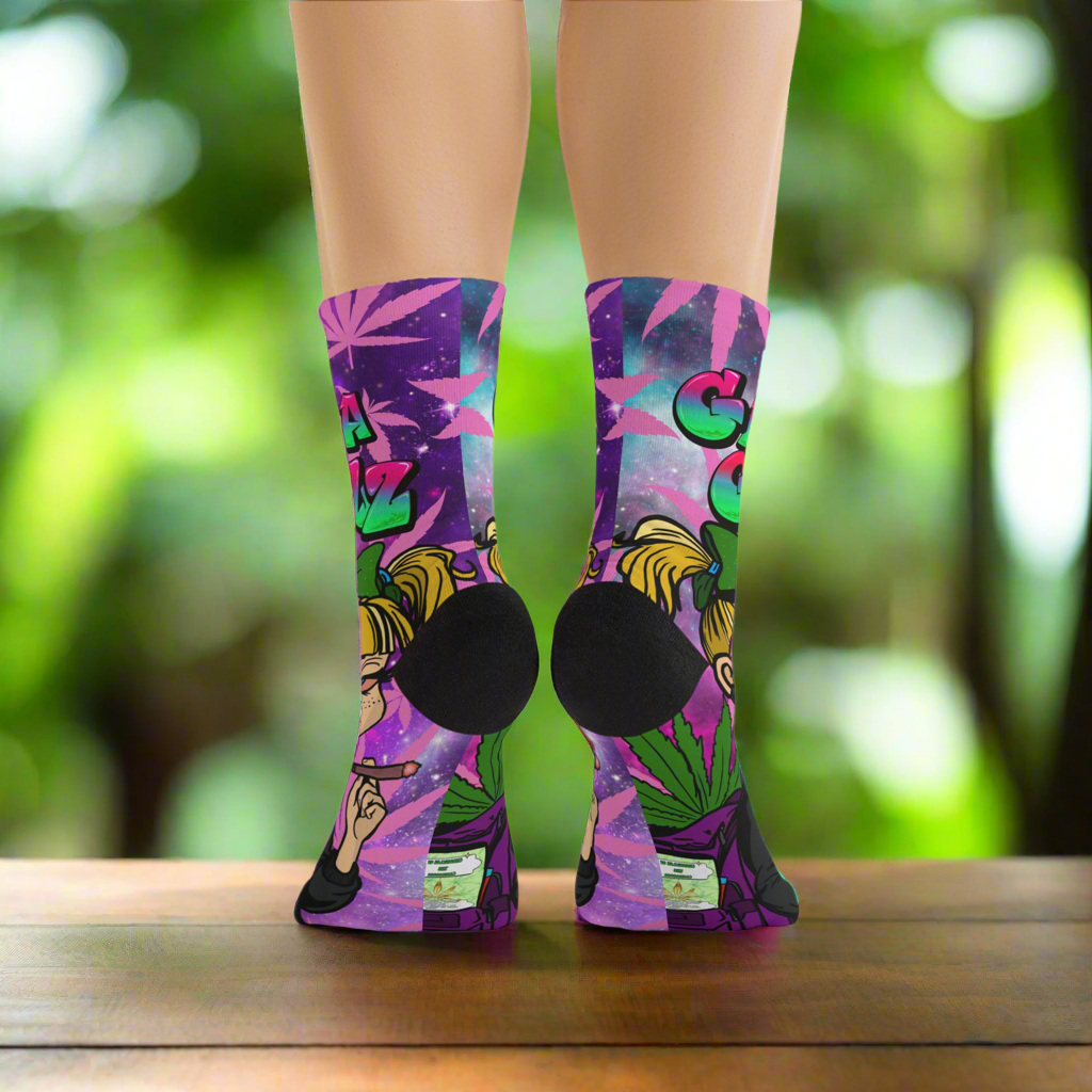 Vibrant Graphic Socks for Trendsetters - Eco-Friendly Recycled Poly
