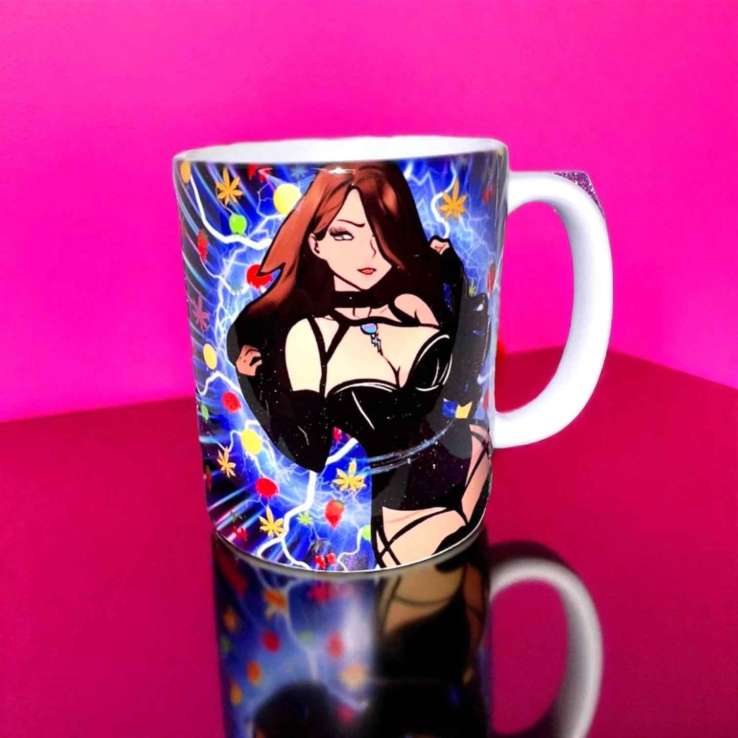 Ganja Girl Black Lingerie Mug & Coaster Set | ASKMOLS Cannabis Art