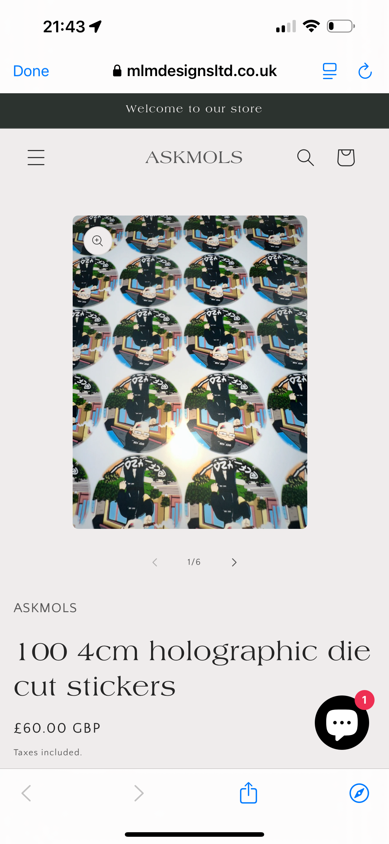 100 4cm glossy die cut stickers displayed in a grid, showcasing vibrant colors and professional finish.
