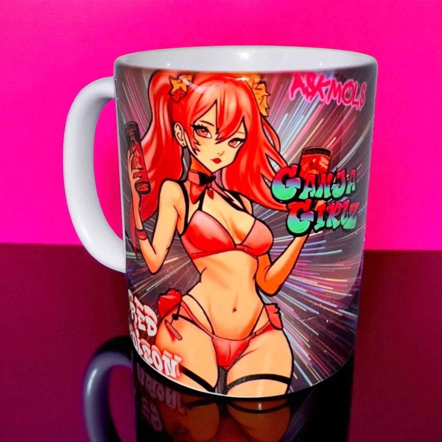 Electric Ganja Girl Mug & Coaster Set | Stoner Gift Bundle | Cannabis Pop Art by ASKMOLS