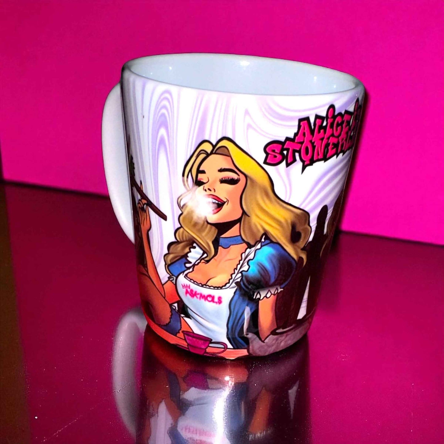 Alice Stonerland Mug & Coaster Set | Stoner Gift Bundle | Cannabis Pop Art by ASKMOLS