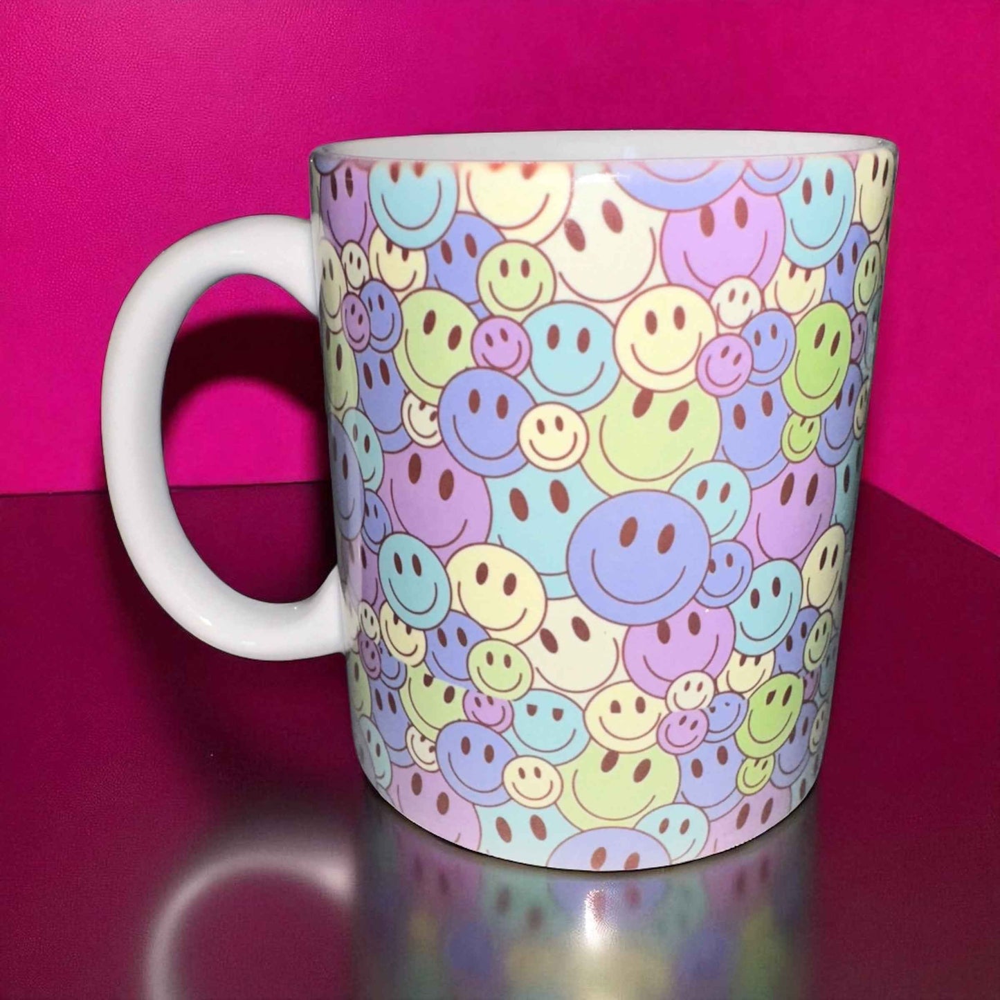 Pastel Smiley Mug & Coaster Set | Cute Gift Bundle | Colourful Pop Art by ASKMOLS