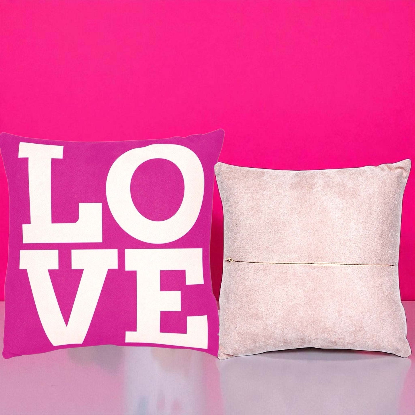 Love Square Pillow - Pink Back