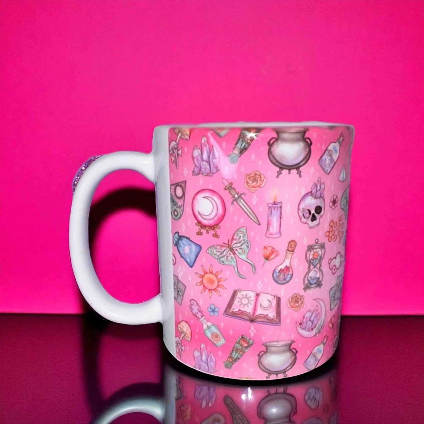 Witchy Pink Mug & Coaster Gift Set | ASKMOLS Magical Crystal Coffee Bundle
