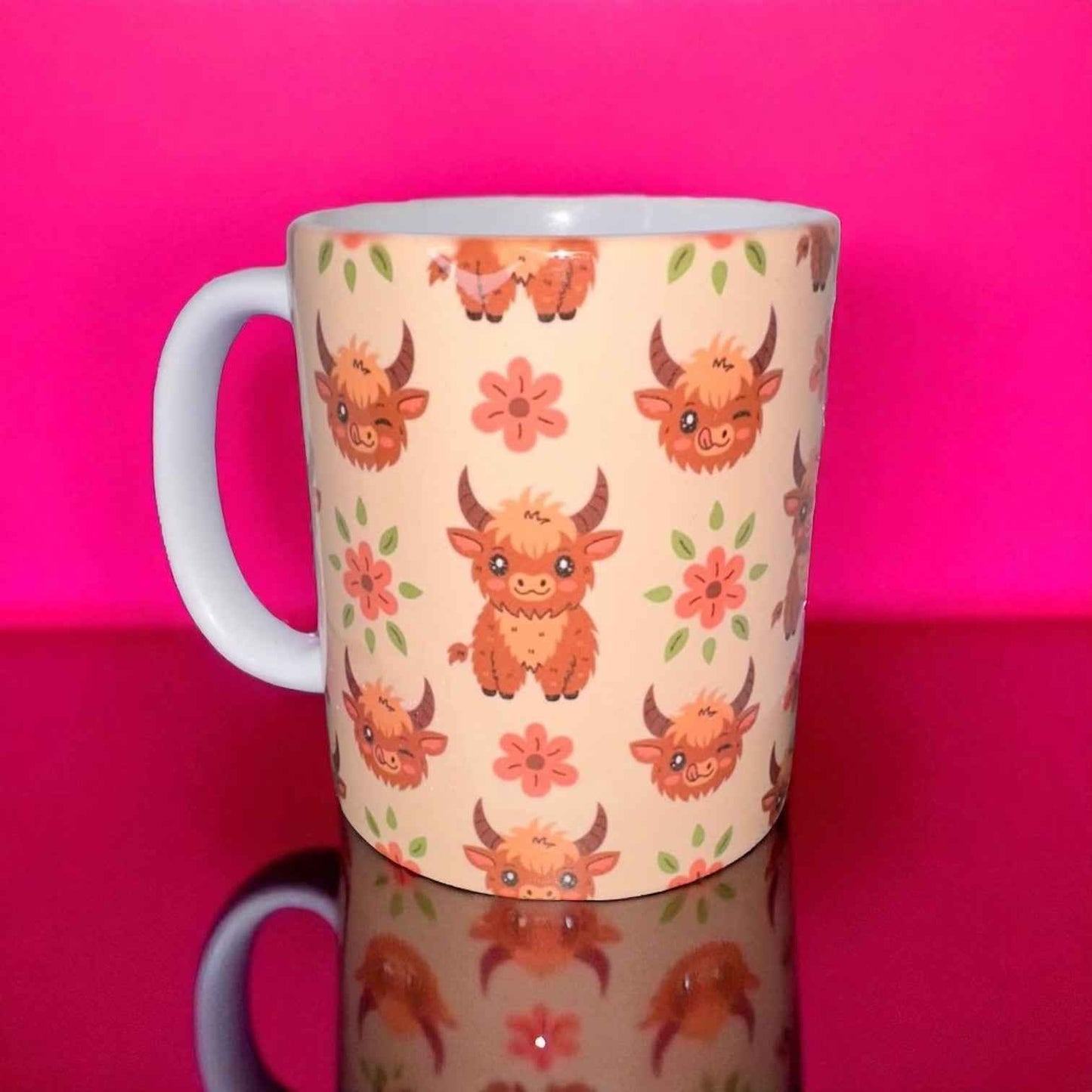 Highland Cow Mug & Coaster Gift Set | ASKMOLS Cute Cow Print Drinkware
