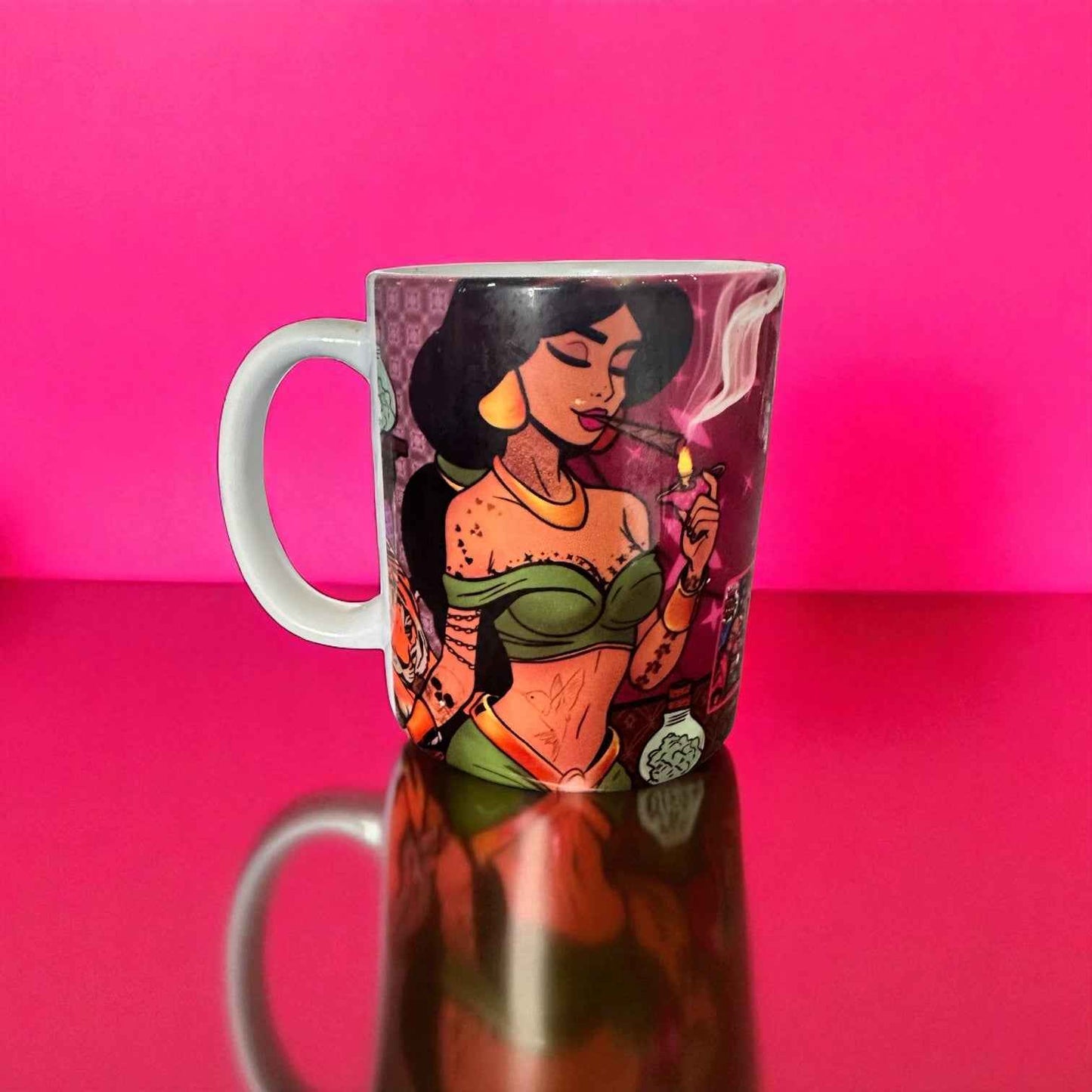 Green Genie Ganja Girl Mug + Coaster Gift Set | ASKMOLS Cannabis-Inspired Stoner Girl Collection