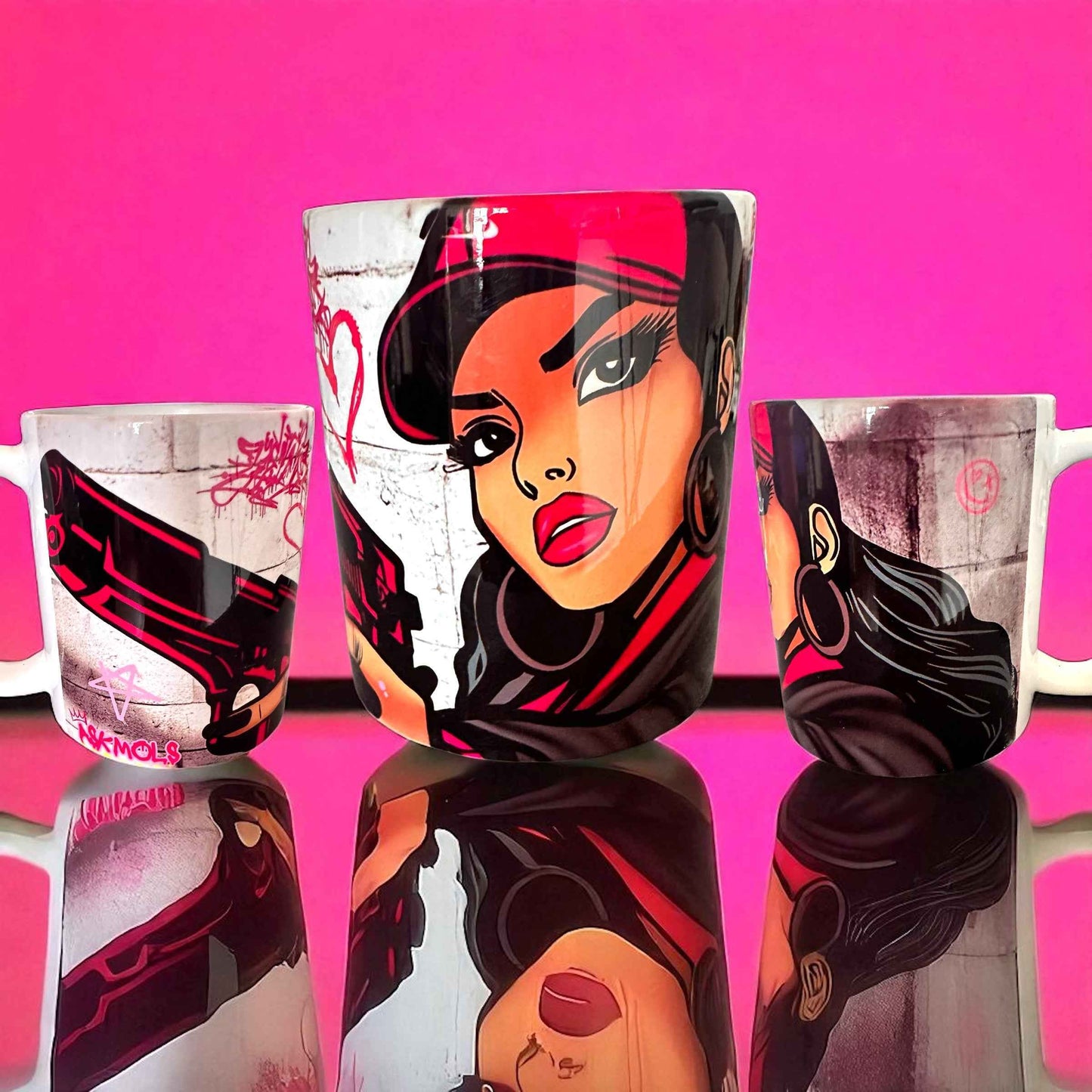 Graffiti Girl Mug & Coaster Set | Urban Street Art Pop Art Gift | ASKMOLS