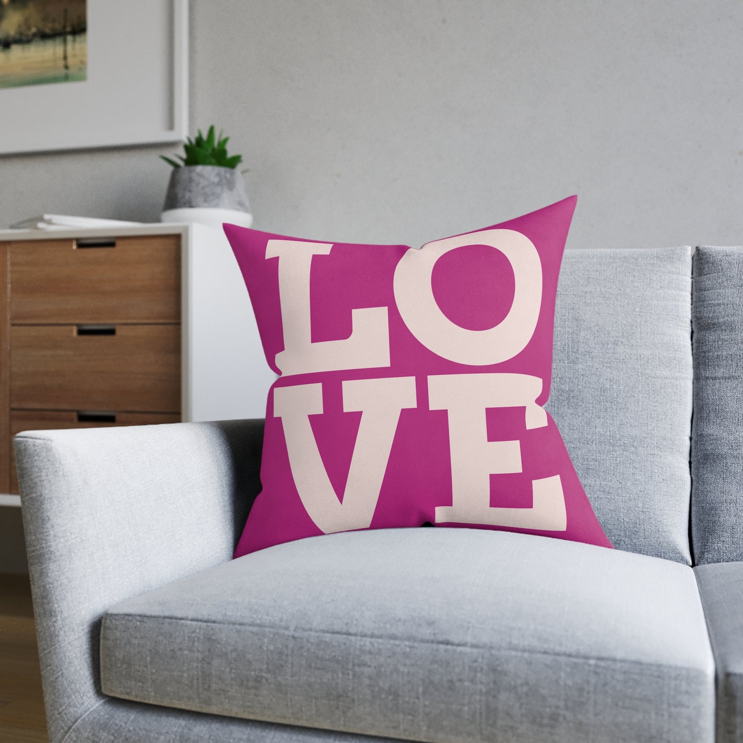 Love Square Pillow - Pink Back