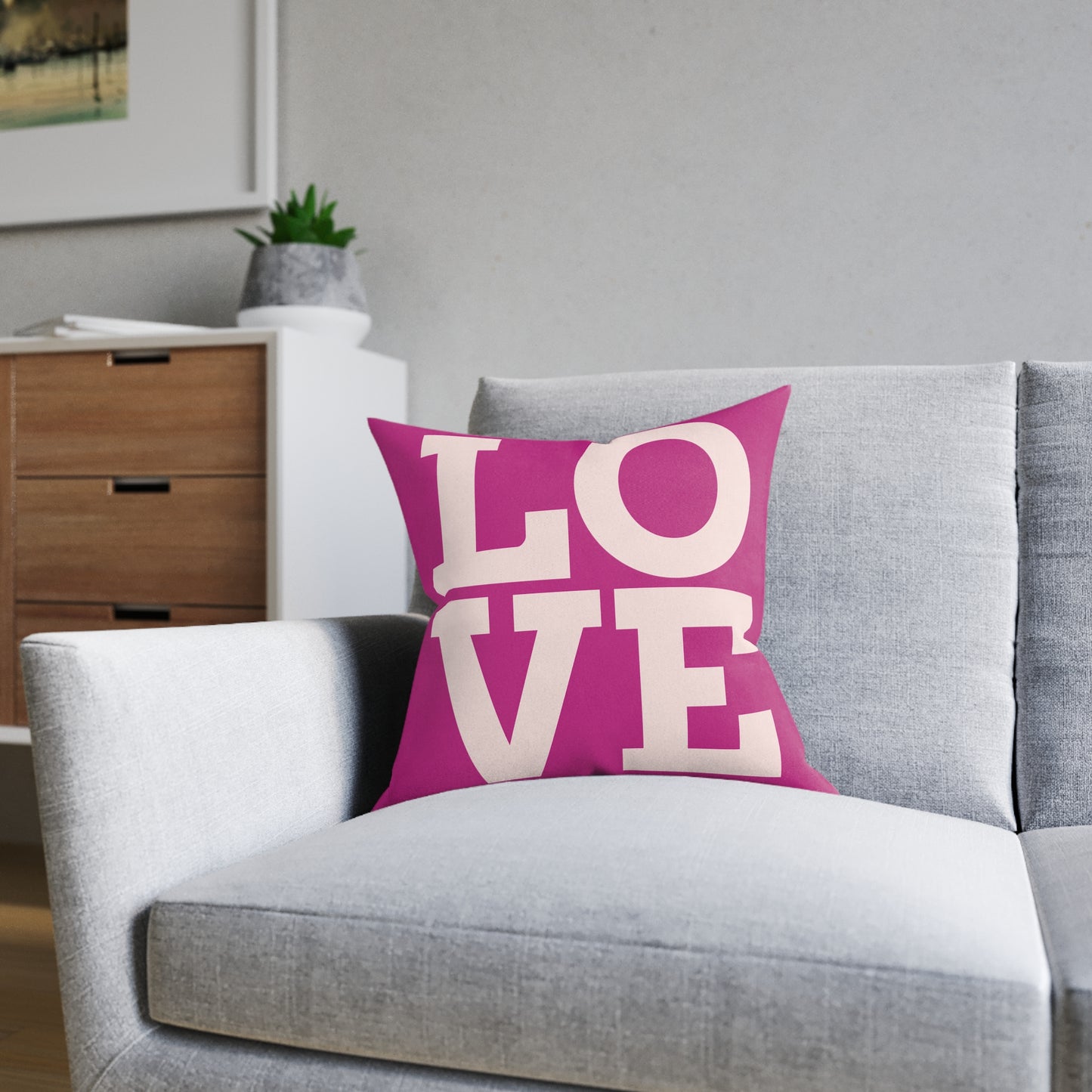 Love Square Pillow - Pink Back