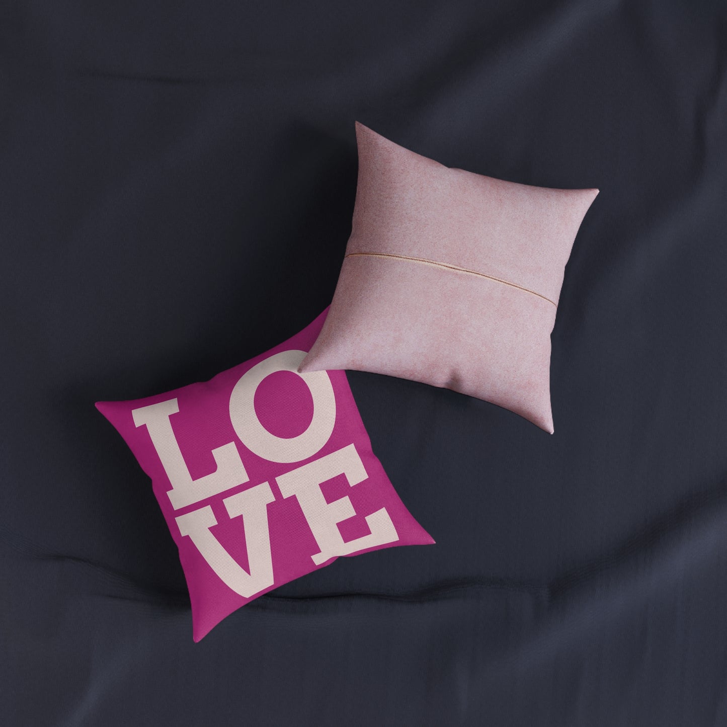 Love Square Pillow - Pink Back