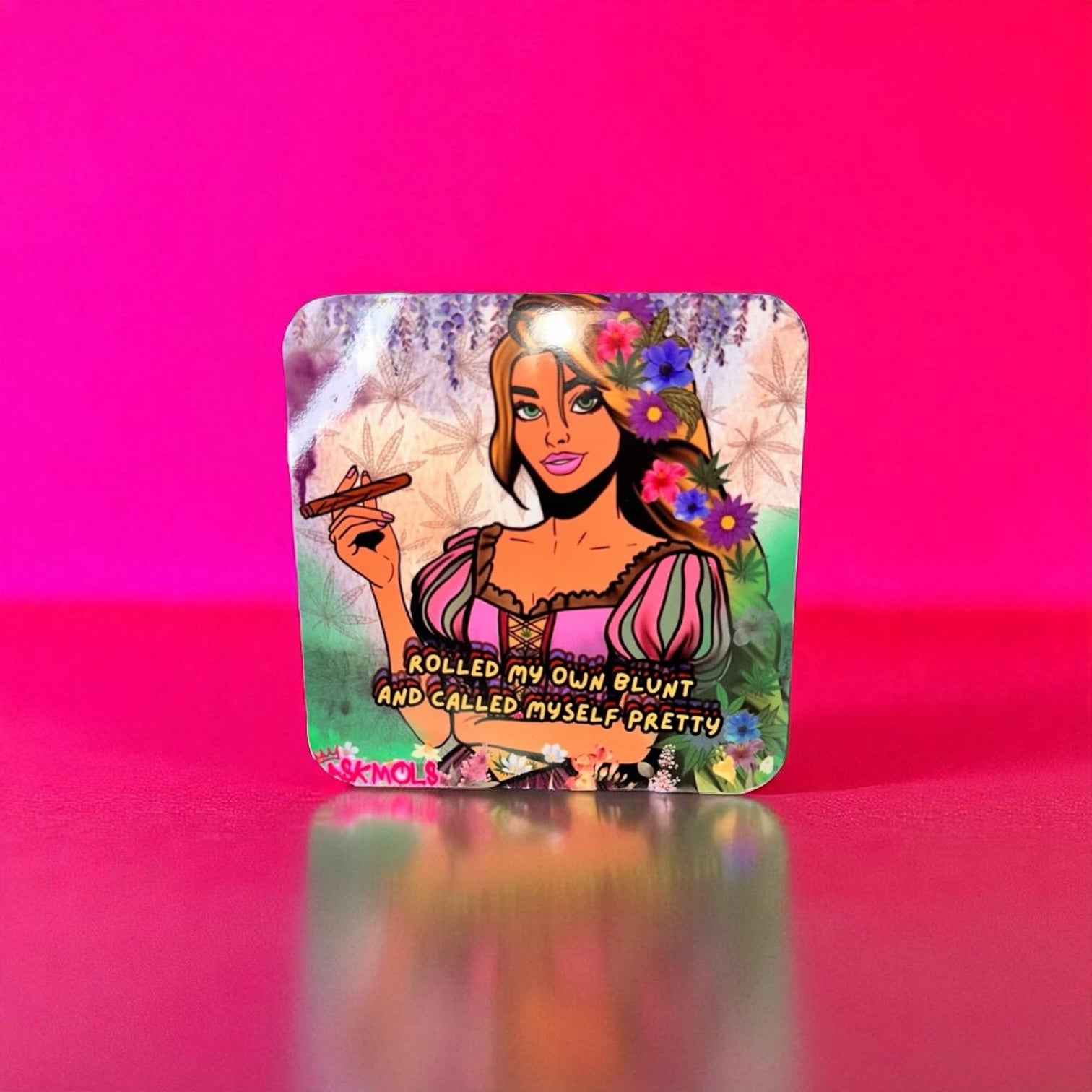 Blunt Princess Coaster | ASKMOLS Cannabis-Inspired Drink Mat – Matching Mug Available