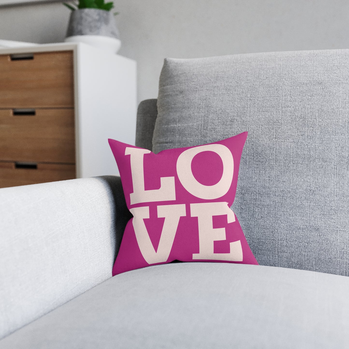 Love Square Pillow - Pink Back