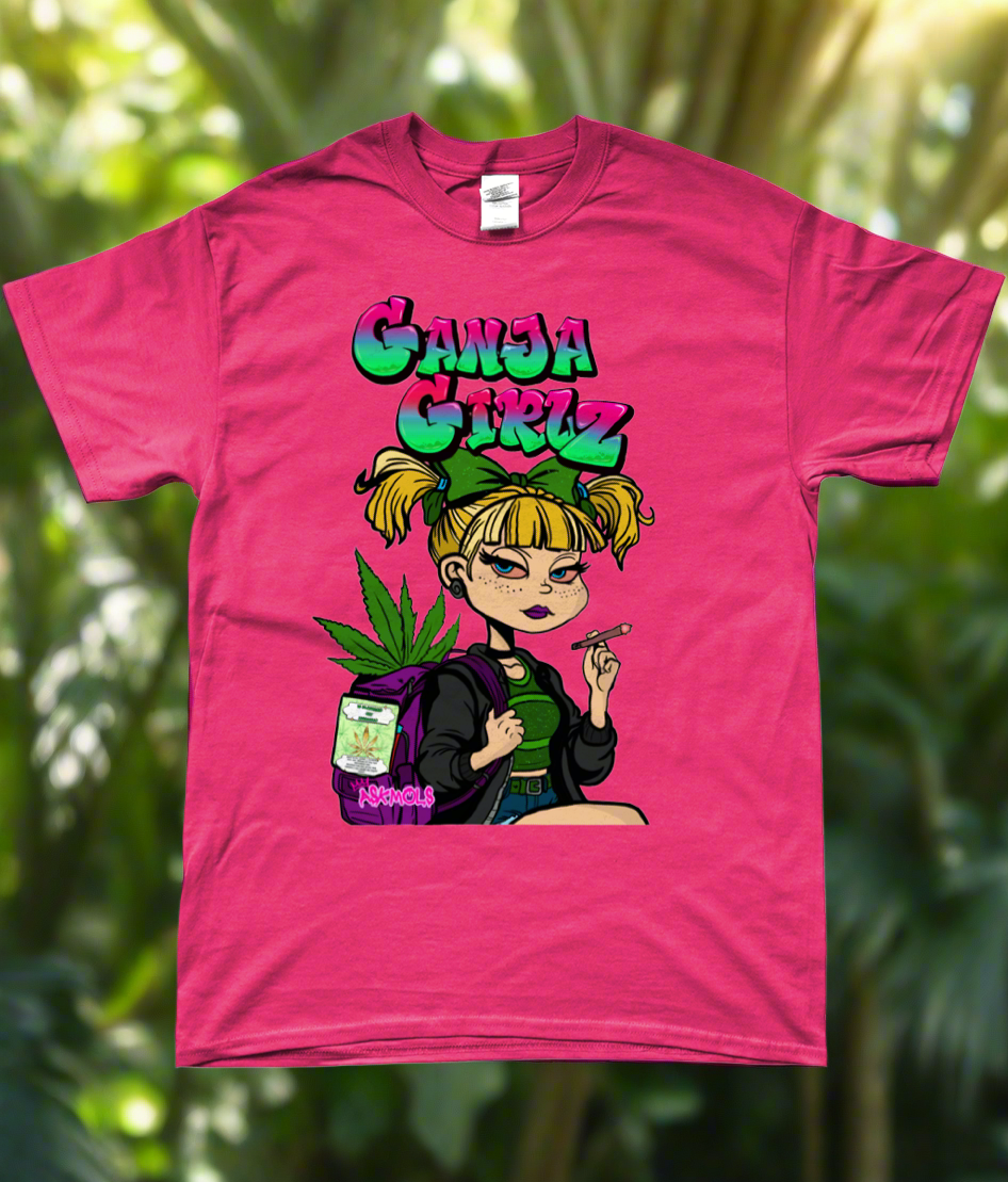 angelica tshirt from the Ganja Girlz range featuring colorful graphic design