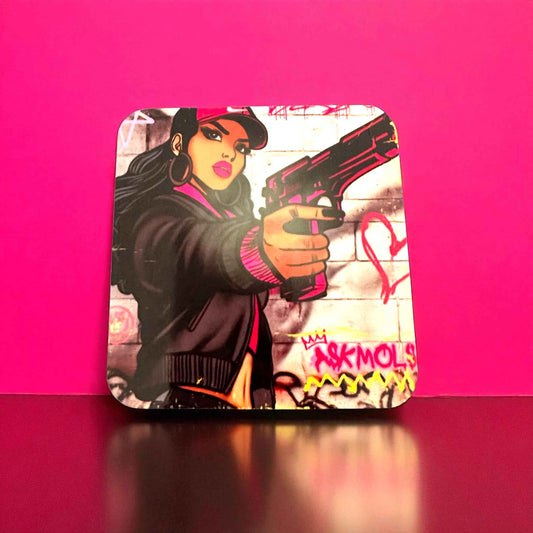 Graffiti Girl Mug & Coaster Set | Urban Street Art Pop Art Gift | ASKMOLS