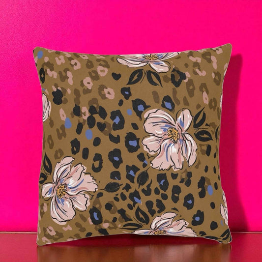 Floral Leopard Organic Cushion